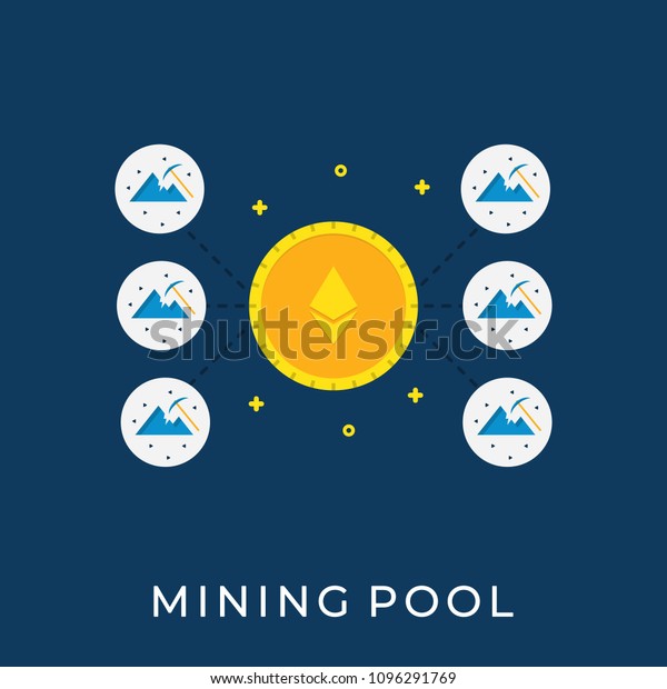 Flat Vector Illustration Bitcoin Mining Pool Stock Vector Royalty - 